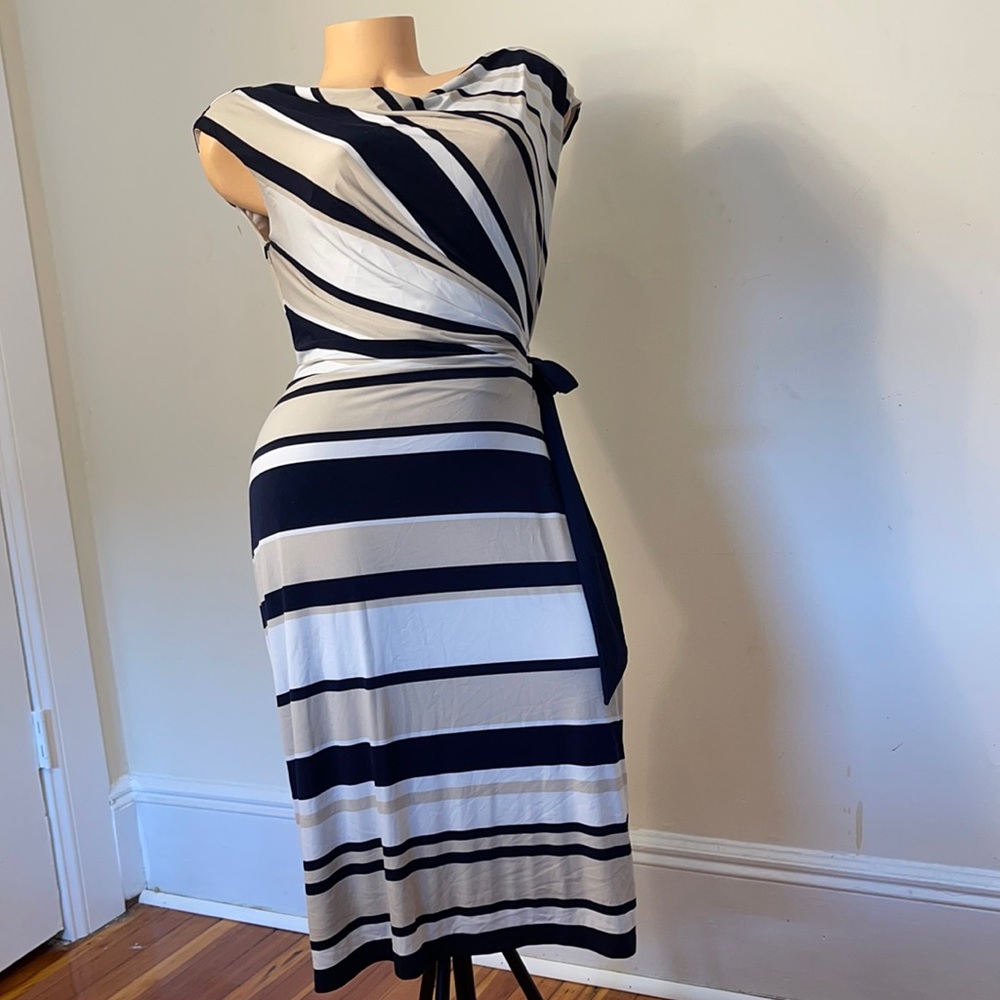 Ralph Lauren navy blue, beige and white dress